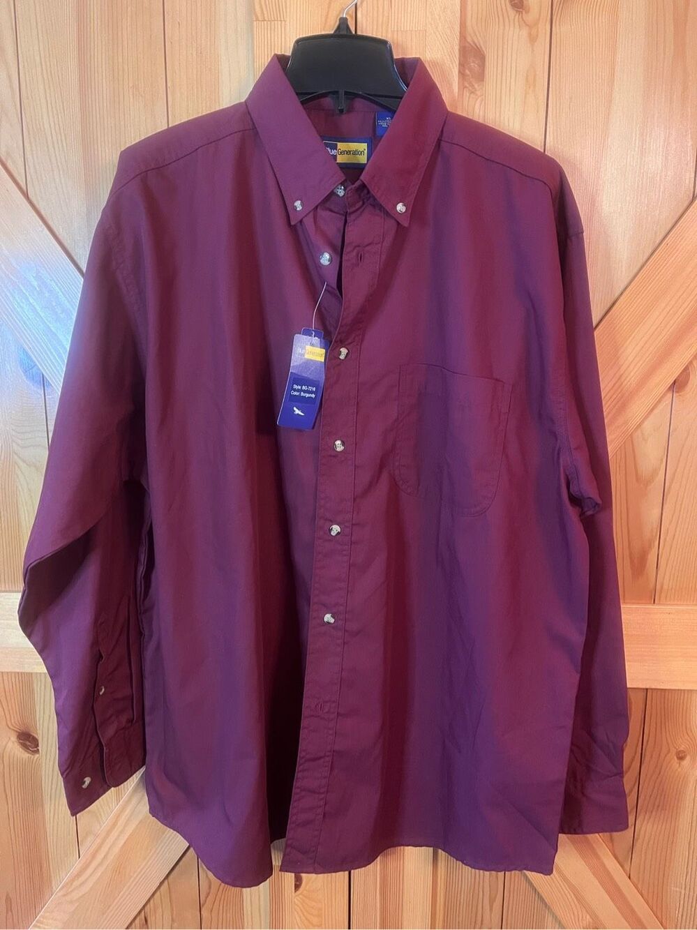 Blue Generation Shirt XL Burgundy￼ Long Sleeve Button Up Casual Workwear Mens (1